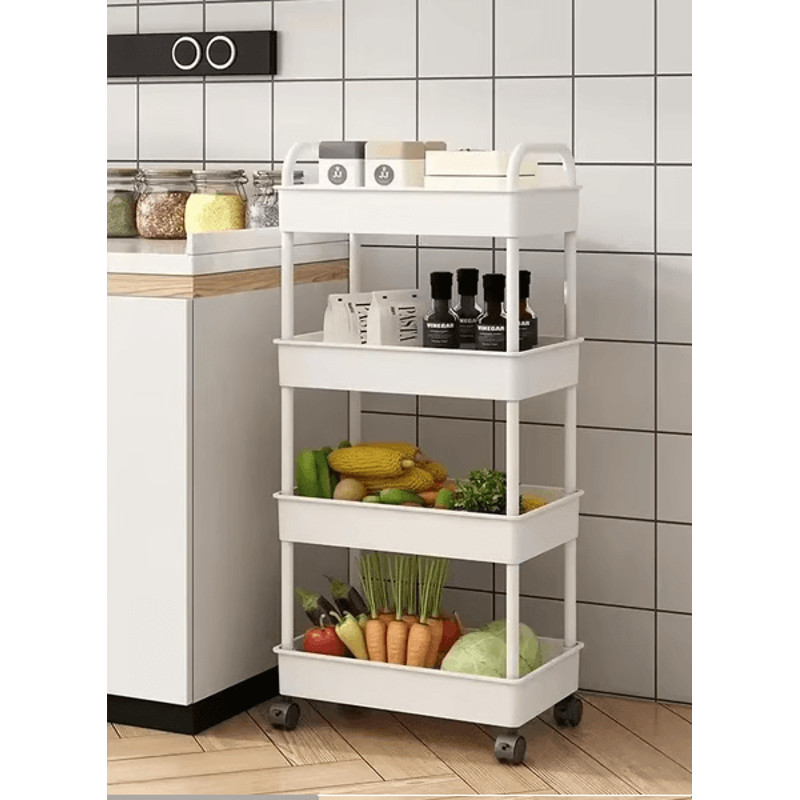Mobile multilayer storage rack for kitchen use
