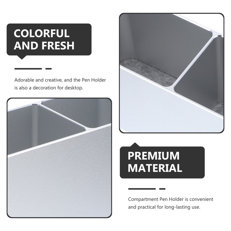 Double Storage Pen Holder, Aluminum Desktop Organizer, Lightweight Pencil Case for Home, Office Supplies