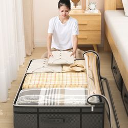 1pc large clothes storage bag under bed, foldable quilt & clothes organizer for bedroom, dormitory, wardrobe