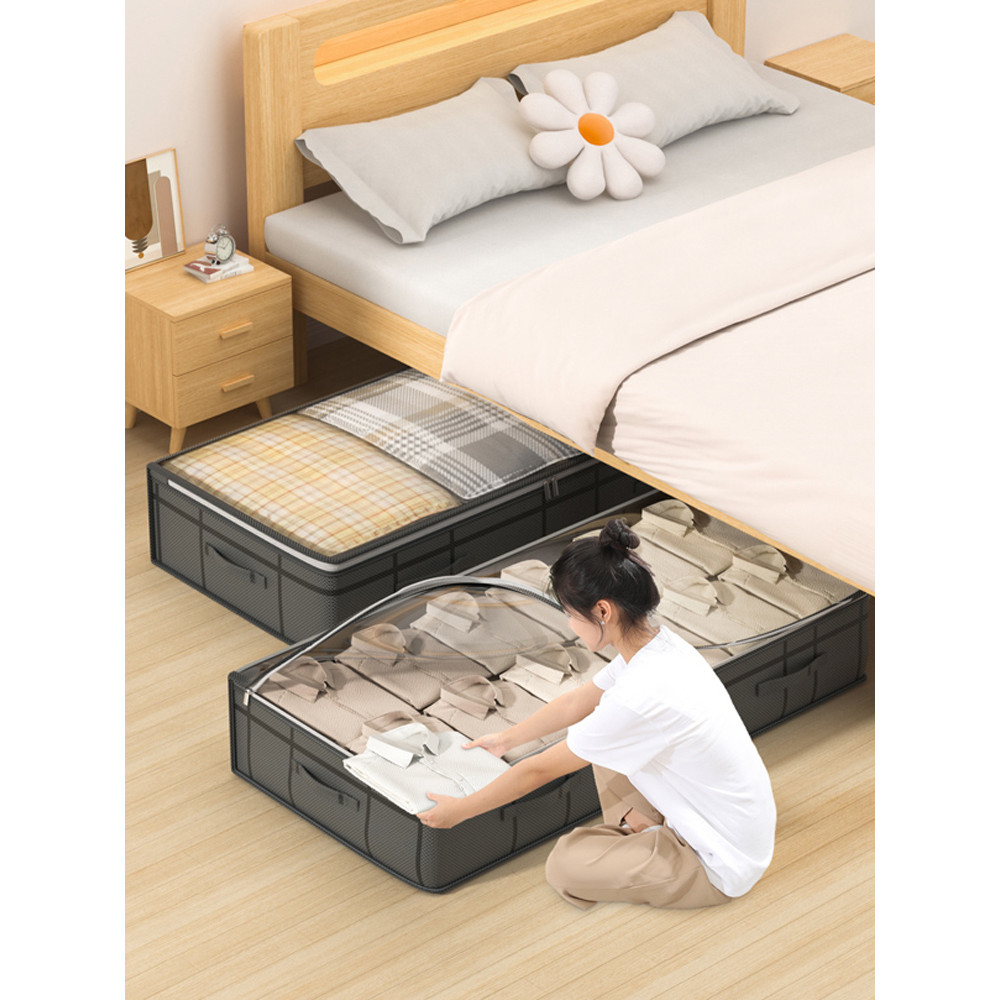 1PC Large Clothes Storage Bag Under Bed, Foldable Quilt & Clothes Organizer for Bedroom, Dormitory, Wardrobe