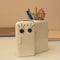 1PC Cute Cartoon Refrigerator Shaped Pen Holder, Fun Desktop Storage with Playful Eyes Smiling Face
