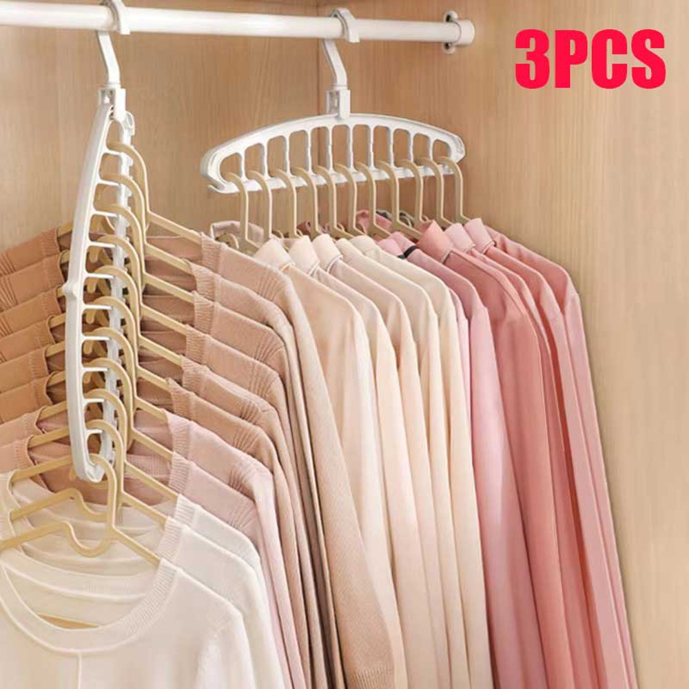 Foldable Multi-Hole Clothes Hanger, Non-Slip Space Saving Storage Rack for Wardrobe, Jeans, Trousers & Scarf Organizer