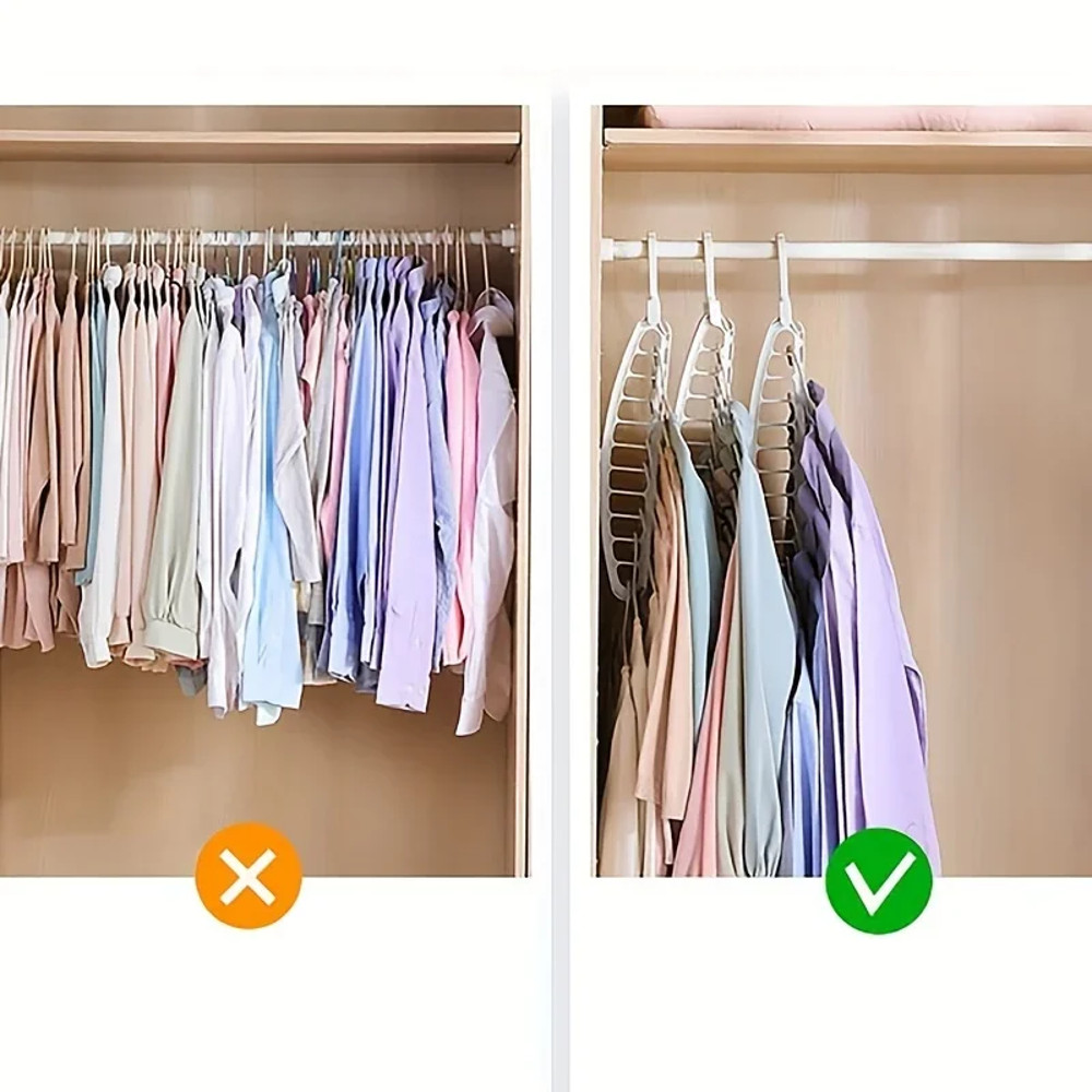 Foldable Multi-Hole Clothes Hanger, Non-Slip Space Saving Storage Rack for Wardrobe, Jeans, Trousers & Scarf Organizer