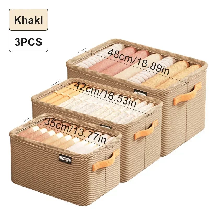 3 Pcs Thicken Clothes Organizer Foldable Pants Sweater Storage Box For Wardrobe Cabinet Drawers Jea 5