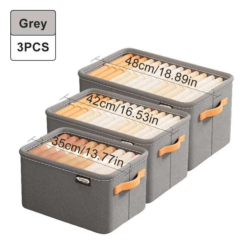 3 Pcs Thicken Clothes Organizer Foldable Pants Sweater Storage Box For Wardrobe Cabinet Drawers Jea 6