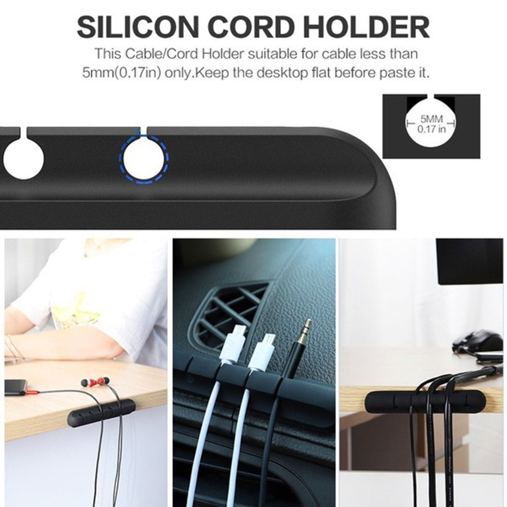 SelfAdhesive Silicone USB Cable Holder Clips Cord Wire Organizer For Desk Desktop Tidy Cable Mana 4