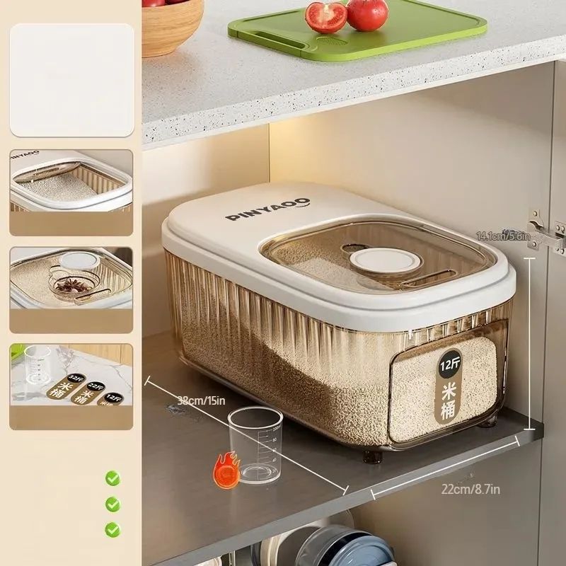 Household Large Capacity Sealed MoistureProof Rice Bucket Kitchen Storage Container With Sliding C 1