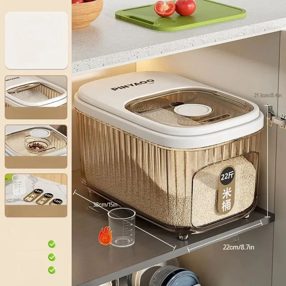 Household Large Capacity Sealed MoistureProof Rice Bucket Kitchen Storage Container With Sliding C 2