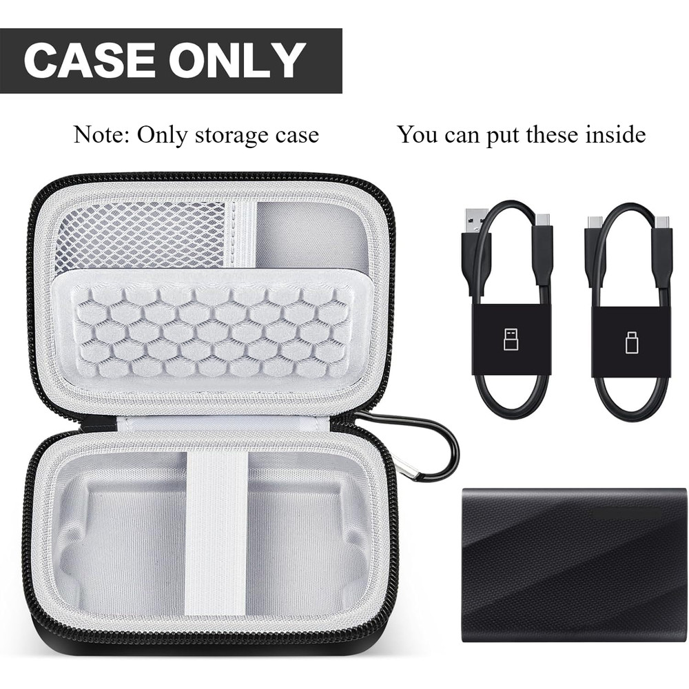 Carrying Case for Samsung T9 Portable, Shockproof Protective Storage Holder for USB External Solid State Drive, Cable
