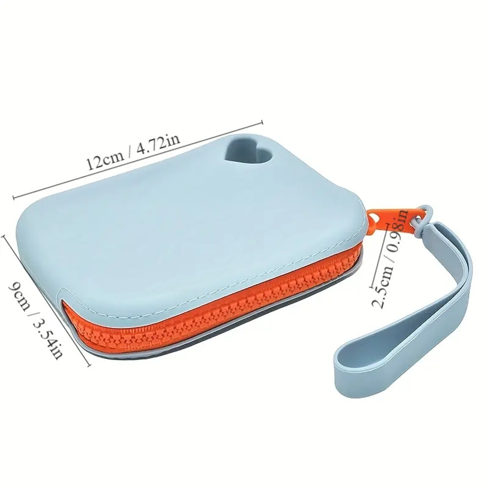 1Pcs Silicone Storage Bag, Portable Zipper Colorblock Bag Lightweight Clutch Bag with Wristband, Waterproof Hand Comfort