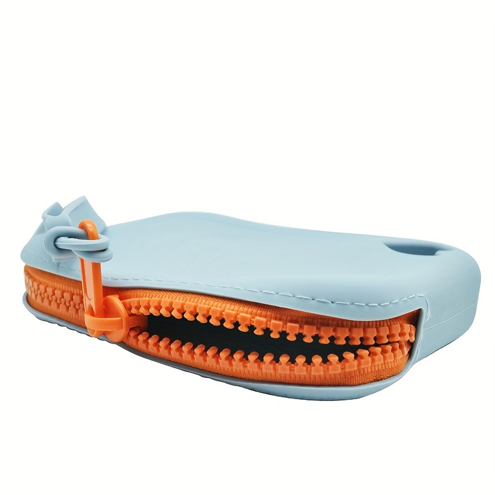 1Pcs Silicone Storage Bag, Portable Zipper Colorblock Bag Lightweight Clutch Bag with Wristband, Waterproof Hand Comfort