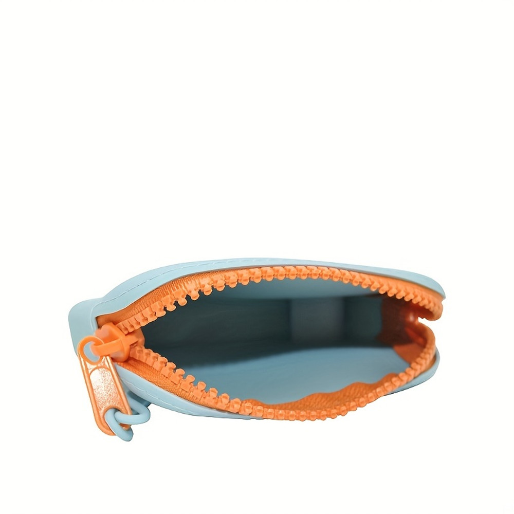 1Pcs Silicone Storage Bag, Portable Zipper Colorblock Bag Lightweight Clutch Bag with Wristband, Waterproof Hand Comfort