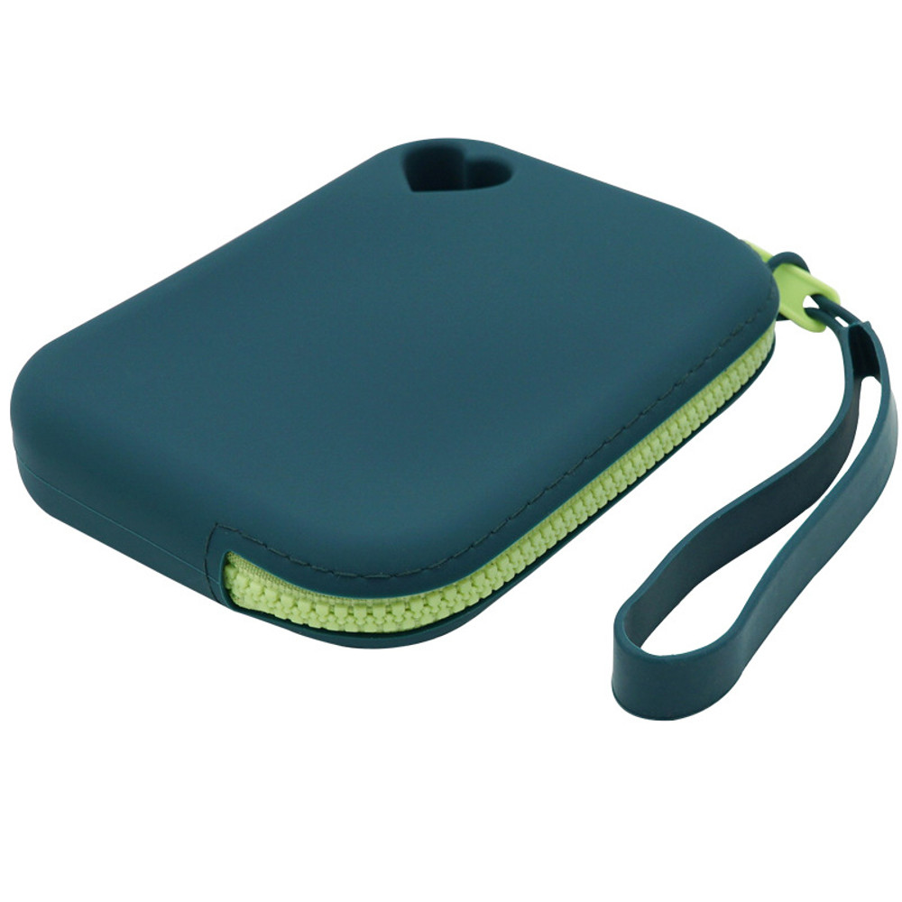 1Pcs Silicone Storage Bag, Portable Zipper Colorblock Bag Lightweight Clutch Bag with Wristband, Waterproof Hand Comfort