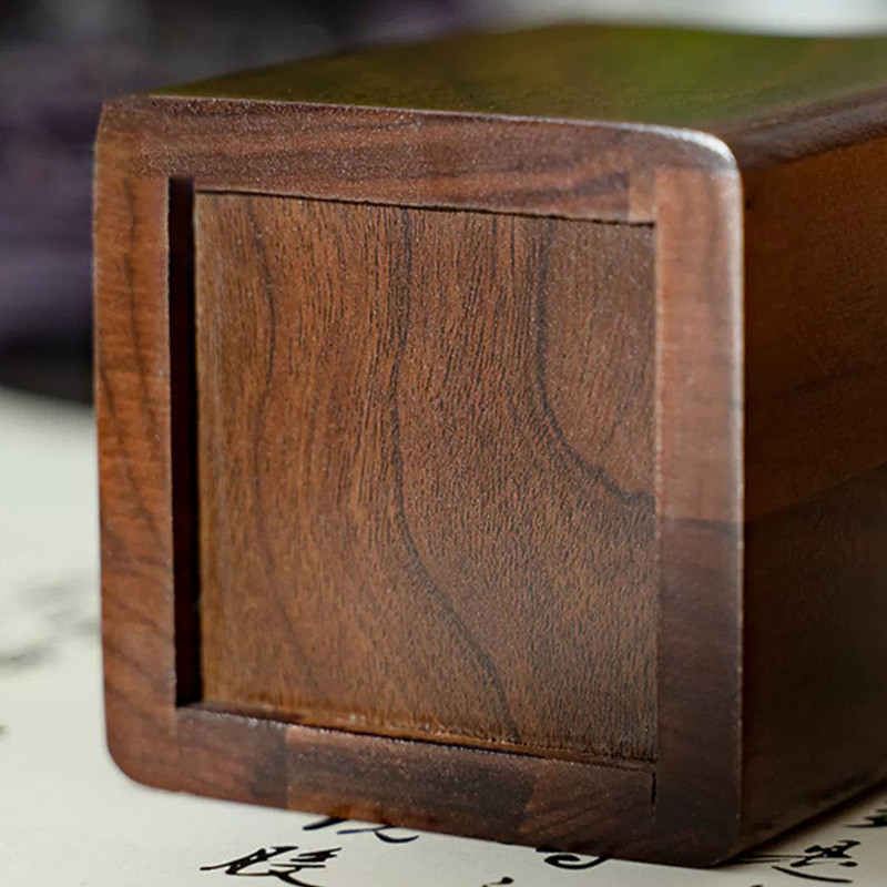 Natural Walnut Pen Holder, Wooden Ink Pen Storage Case for Desk, Writing Stationary Organizer, Office School Supplies