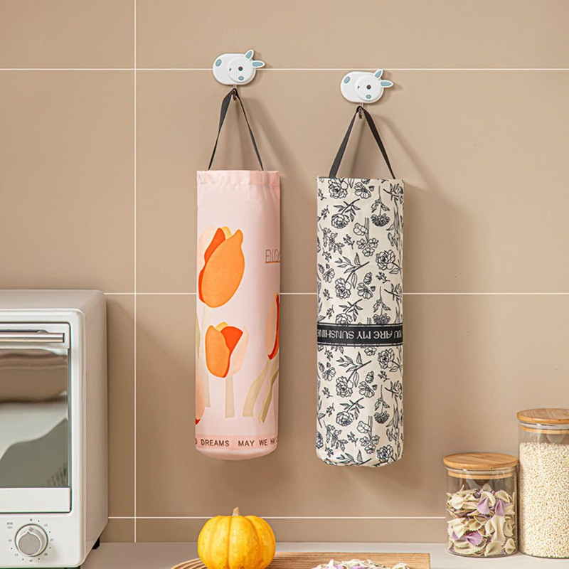 Cartoon Pattern Grocery Bag Holder, Wall-Mounted Bottom Opening Garbage Bag Organizer, Large Space-Saving Trash Bag