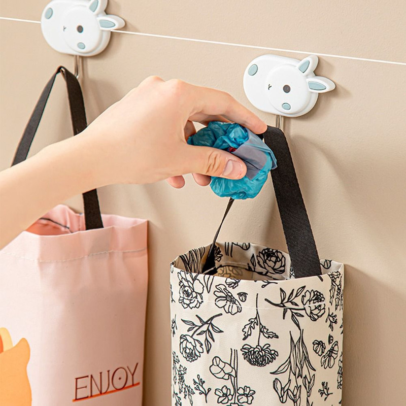 Cartoon Pattern Grocery Bag Holder, Wall-Mounted Bottom Opening Garbage Bag Organizer, Large Space-Saving Trash Bag