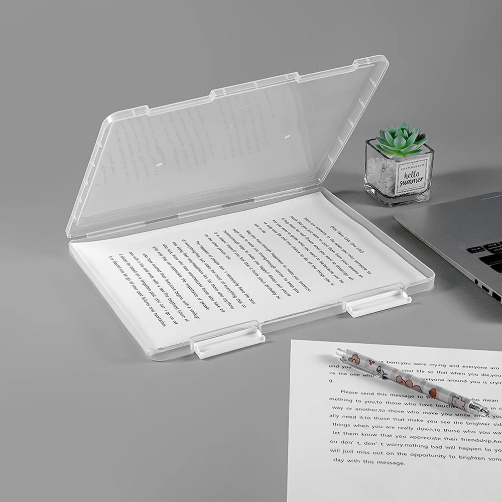 Multi-layer Portable File Box, A4 Plastic PP File Box, Waterproof Contract Storage Box with Transparent Design