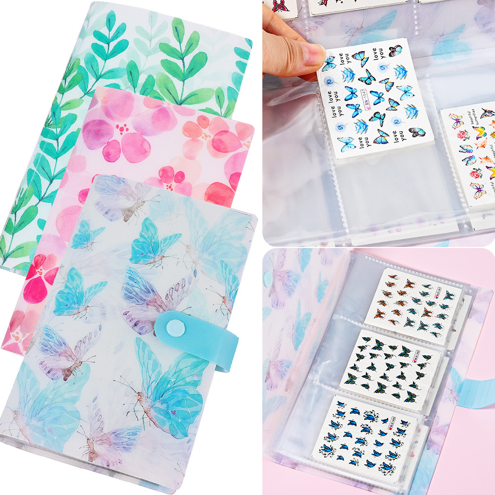 120 Slots Nail Sticker Storage Album, Empty Sticker Book for Collecting Water Decals Stickers, Display Shelf, Photo Card