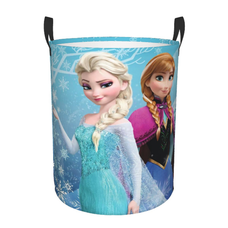 Frozen Princess Collapsible Laundry Basket, Custom Kids Clothes Hamper for Nursery Durable & Waterproof Toys Storage Bag
