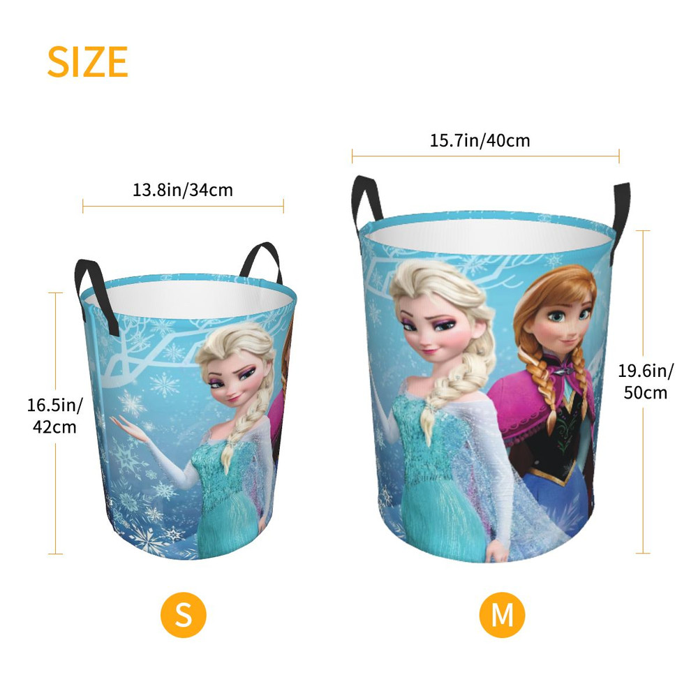Frozen Princess Collapsible Laundry Basket, Custom Kids Clothes Hamper for Nursery Durable & Waterproof Toys Storage Bag