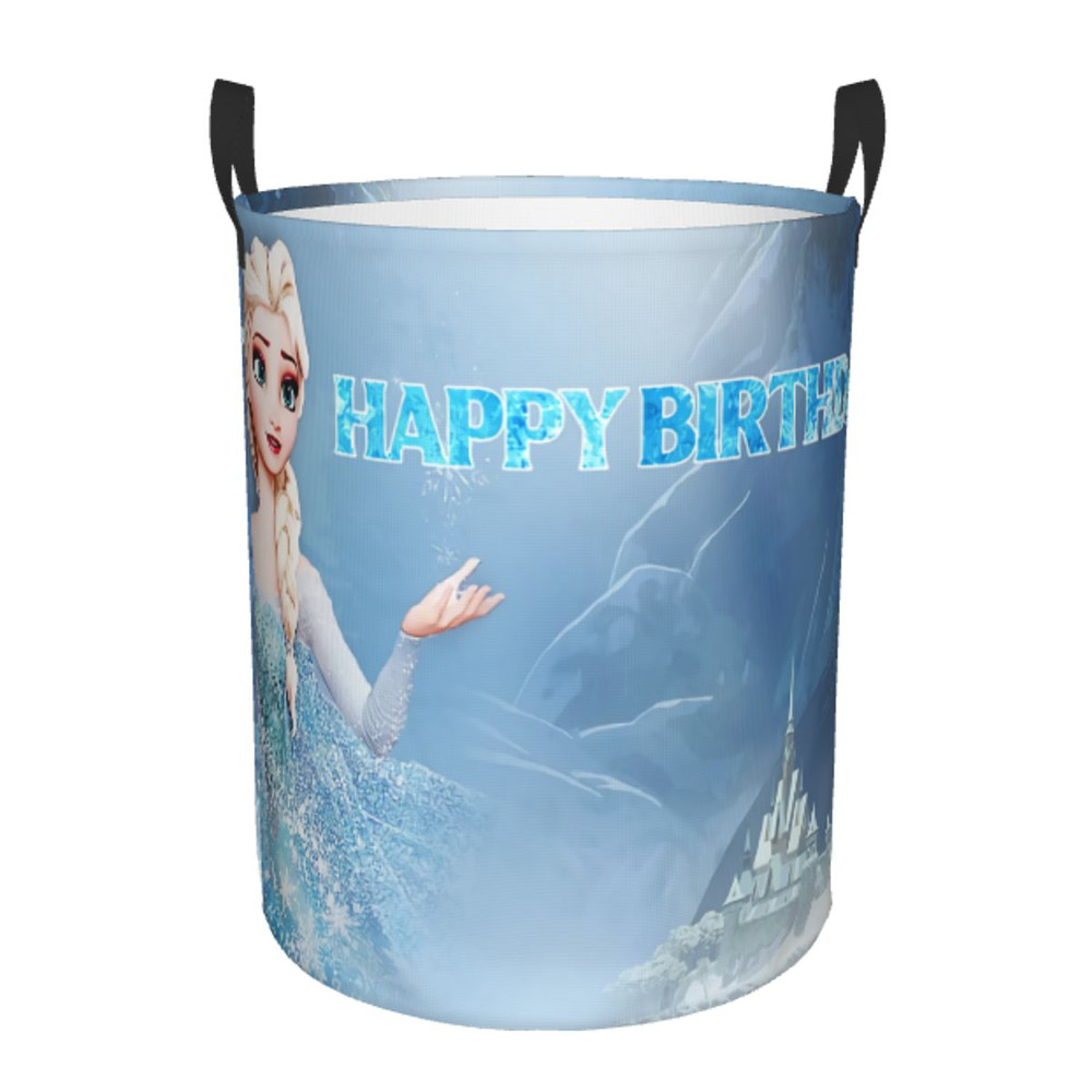 Frozen Princess Collapsible Laundry Basket, Custom Kids Clothes Hamper for Nursery Durable & Waterproof Toys Storage Bag