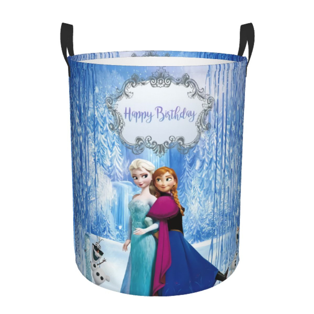 Frozen Princess Collapsible Laundry Basket, Custom Kids Clothes Hamper for Nursery Durable & Waterproof Toys Storage Bag