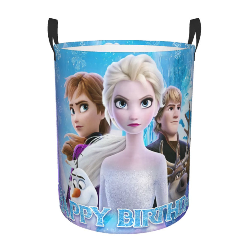 Frozen Princess Collapsible Laundry Basket, Custom Kids Clothes Hamper for Nursery Durable & Waterproof Toys Storage Bag