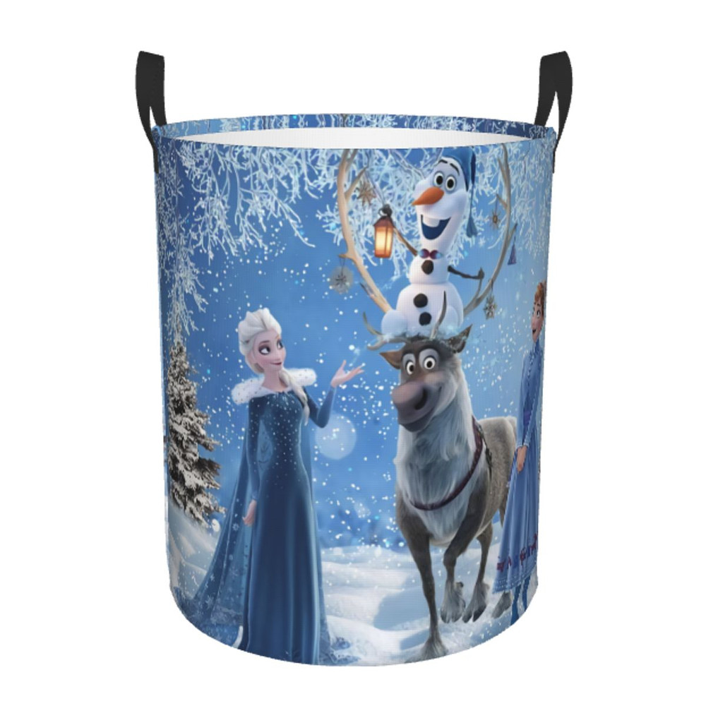 Frozen Princess Collapsible Laundry Basket, Custom Kids Clothes Hamper for Nursery Durable & Waterproof Toys Storage Bag