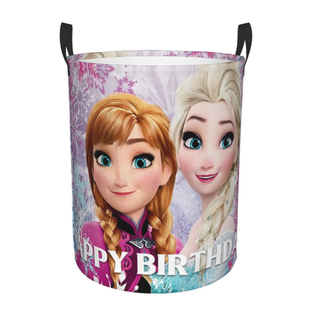Frozen Princess Collapsible Laundry Basket, Custom Kids Clothes Hamper for Nursery Durable & Waterproof Toys Storage Bag