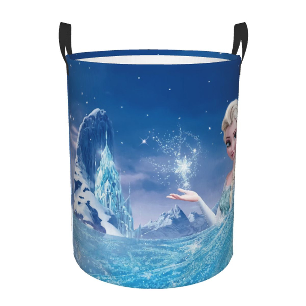 Frozen Princess Collapsible Laundry Basket, Custom Kids Clothes Hamper for Nursery Durable & Waterproof Toys Storage Bag