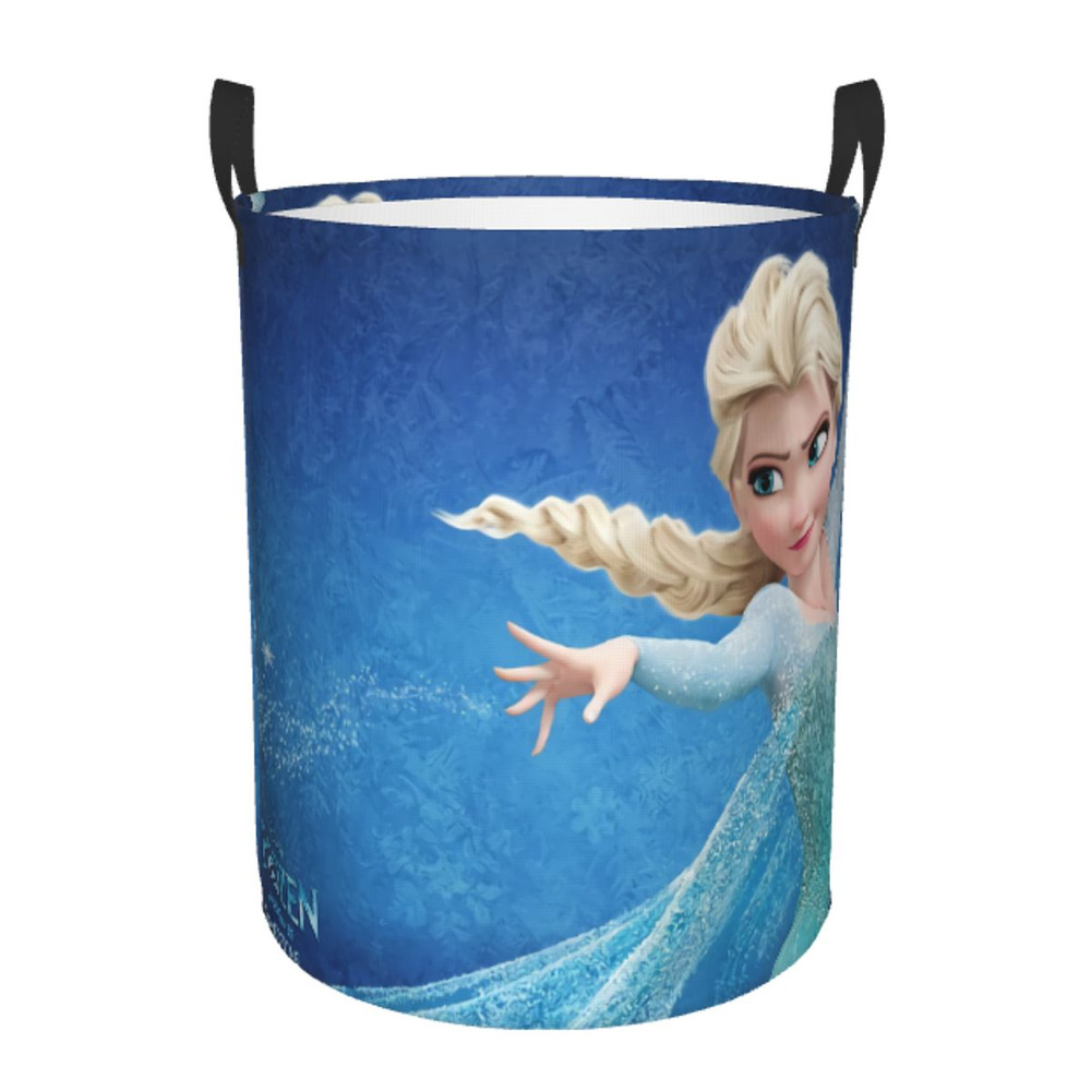 Frozen Princess Collapsible Laundry Basket, Custom Kids Clothes Hamper for Nursery Durable & Waterproof Toys Storage Bag
