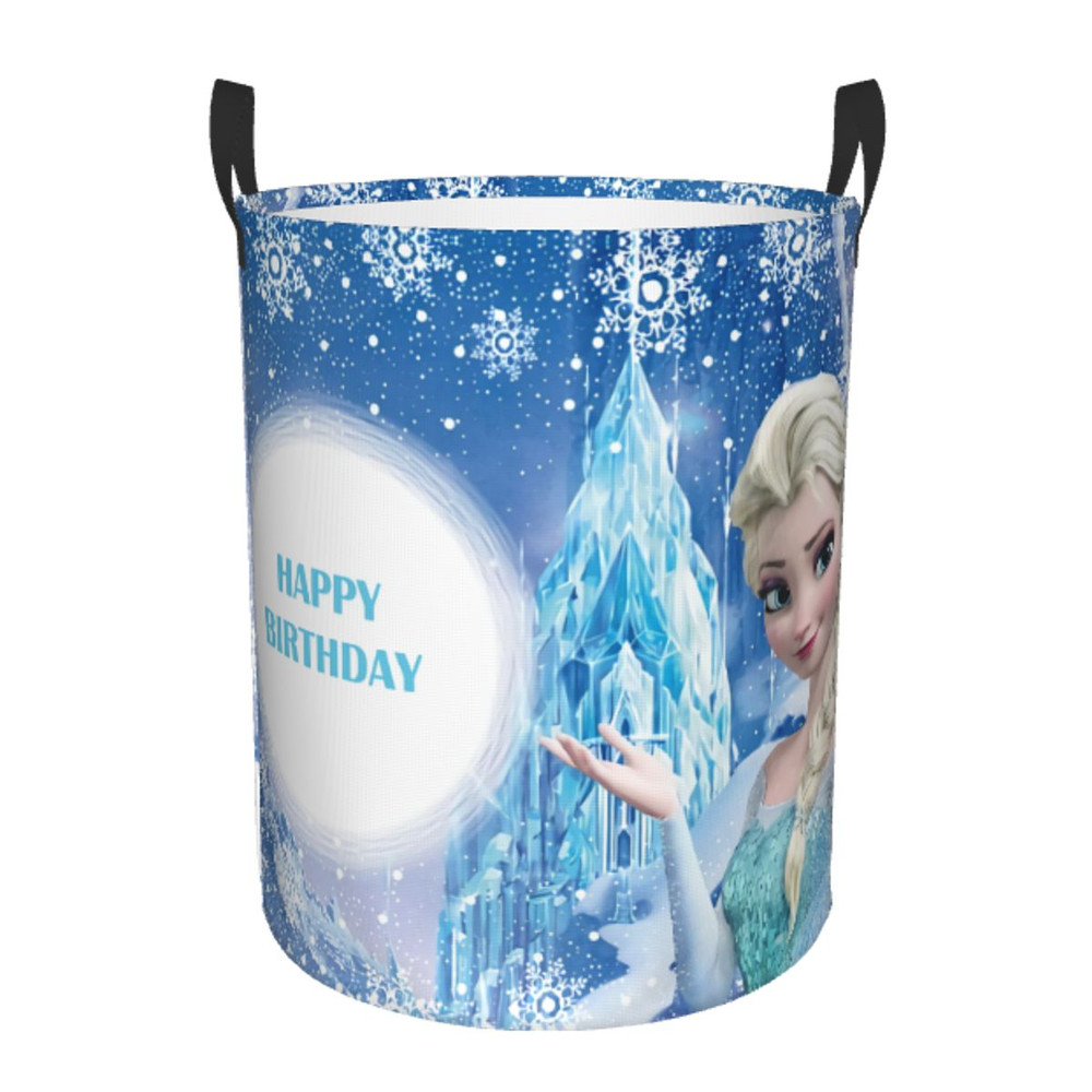 Frozen Princess Collapsible Laundry Basket, Custom Kids Clothes Hamper for Nursery Durable & Waterproof Toys Storage Bag