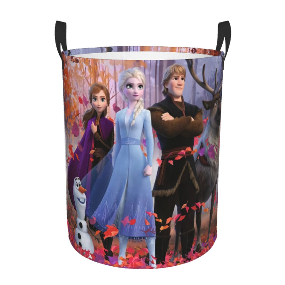 Frozen Princess Collapsible Laundry Basket, Custom Kids Clothes Hamper for Nursery Durable & Waterproof Toys Storage Bag