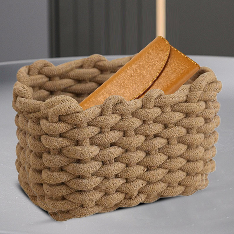 HandWoven Cotton Rope Storage Basket Desktop Sundries Organizer For Key CosmeticsClothes Home Decor 4