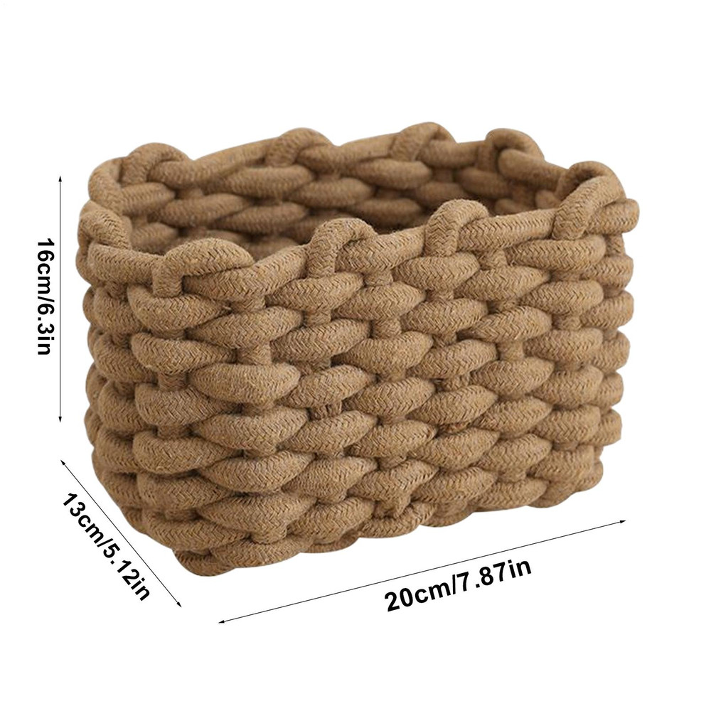 HandWoven Cotton Rope Storage Basket Desktop Sundries Organizer For Key CosmeticsClothes Home Decor 5