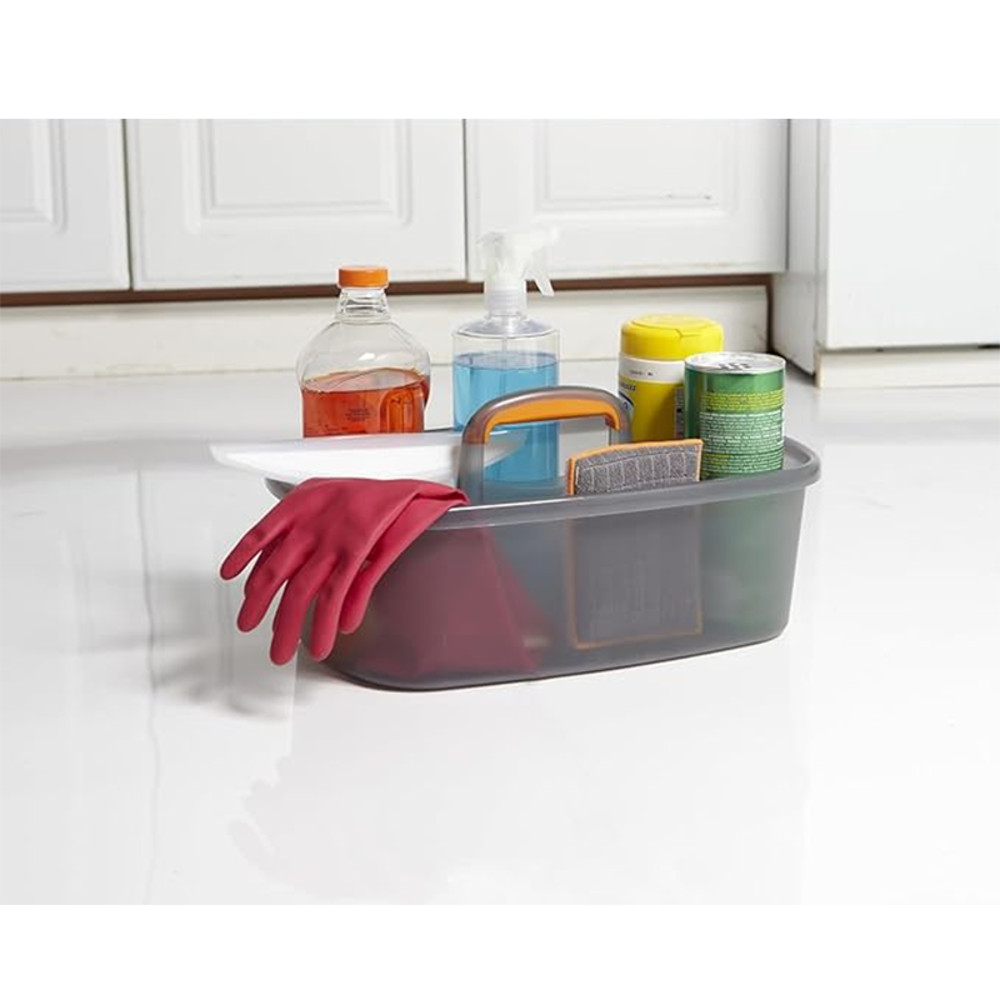Large Cleaning Caddy for Cleaning Supplies with Handle, Portable Plastic Tote Organizer for Shower, Bathroom Kitchen