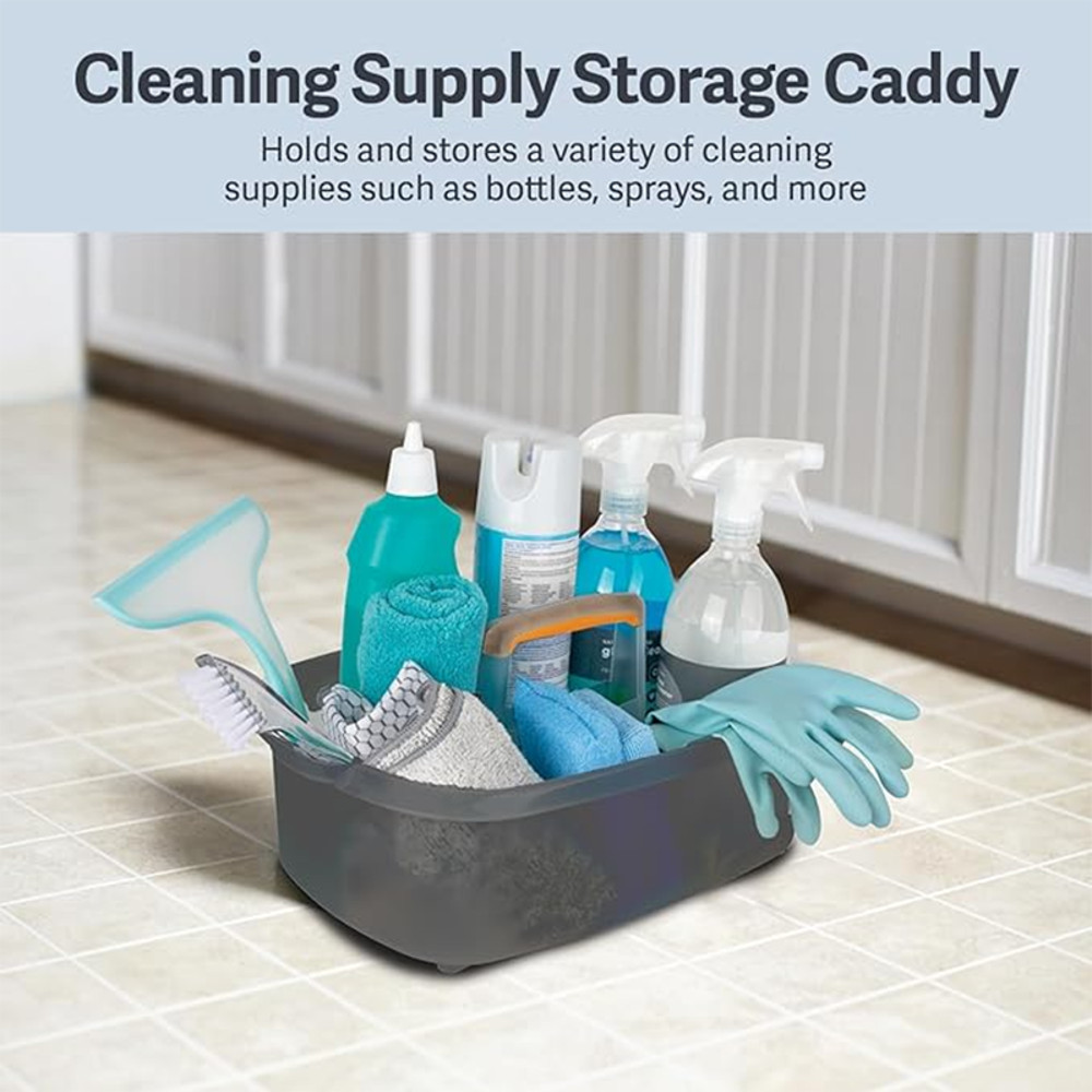 Large Cleaning Caddy for Cleaning Supplies with Handle, Portable Plastic Tote Organizer for Shower, Bathroom Kitchen