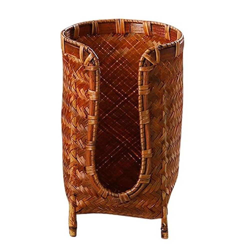 Handmade Bamboo Woven Cup Holder Rack, Retro Tea Cup Storage Basket, Space-Saving Japanese Style Paper Cup Dispenser