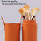 Luxury High-End Orange Makeup Brush Storage Bucket, Premium Leather Makeup Bucket for Travel, Large Capacity Beauty Tool