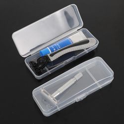 men travel shaver storage box, full transparent plastic case for razors eco-friendly pp shaving box high-quality handle