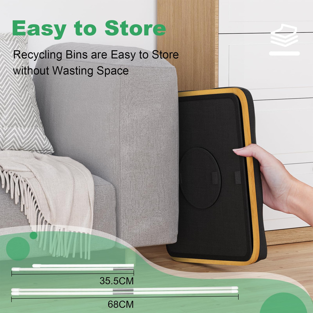 100L Bottle Storage Basket Recycling Bin with 2pcs Waterproof Lid, Removable Bag, Ideal for Plastic, Glass, Can Bottle