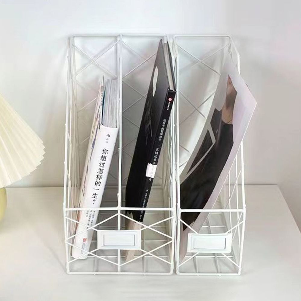 Vertical Mesh Metal Desktop File Shelf, High Appearance Wrought Iron File Holder, Multifunction Magazine Storage Rack