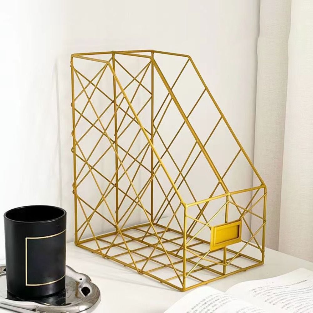 Vertical Mesh Metal Desktop File Shelf, High Appearance Wrought Iron File Holder, Multifunction Magazine Storage Rack