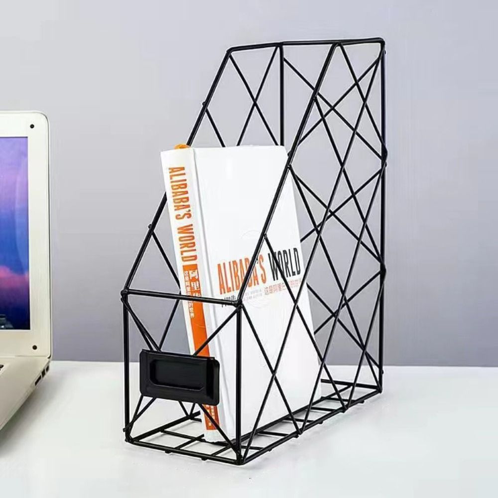 Vertical Mesh Metal Desktop File Shelf, High Appearance Wrought Iron File Holder, Multifunction Magazine Storage Rack