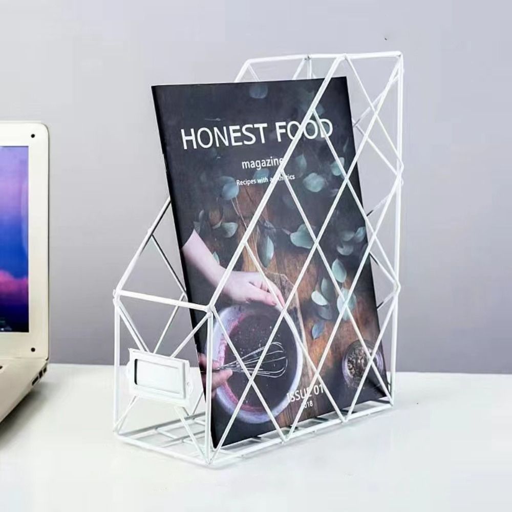 Vertical Mesh Metal Desktop File Shelf, High Appearance Wrought Iron File Holder, Multifunction Magazine Storage Rack