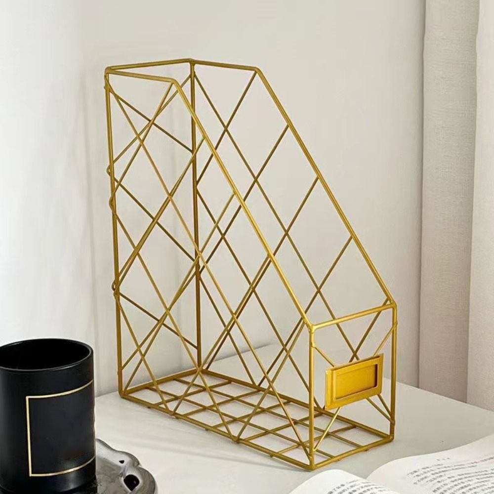 Vertical Mesh Metal Desktop File Shelf, High Appearance Wrought Iron File Holder, Multifunction Magazine Storage Rack