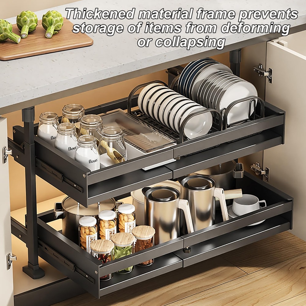 Pull Out Kitchen Cabinet Organizers RollOut Sliding Drawer Shelf For Household Storage Retractable 4