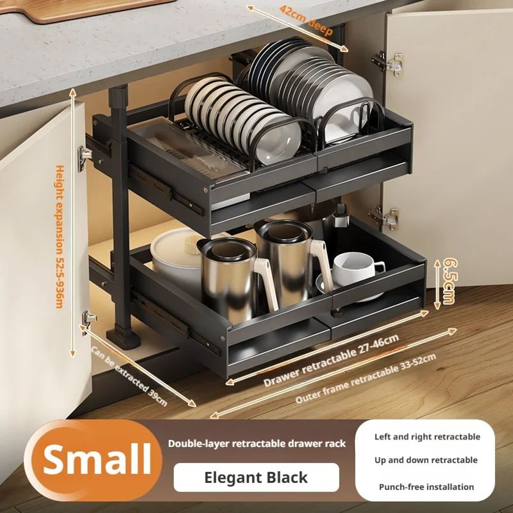 Pull Out Kitchen Cabinet Organizers RollOut Sliding Drawer Shelf For Household Storage Retractable 11