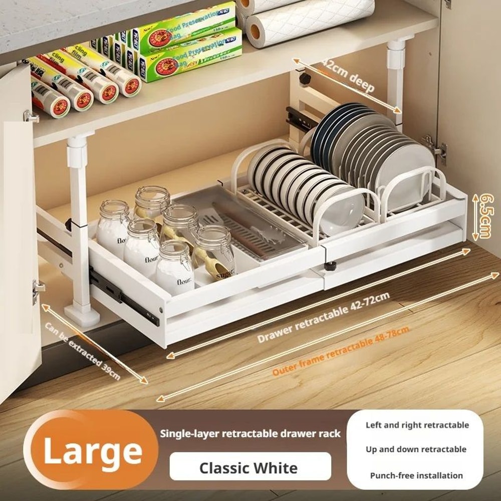 Pull Out Kitchen Cabinet Organizers RollOut Sliding Drawer Shelf For Household Storage Retractable 12