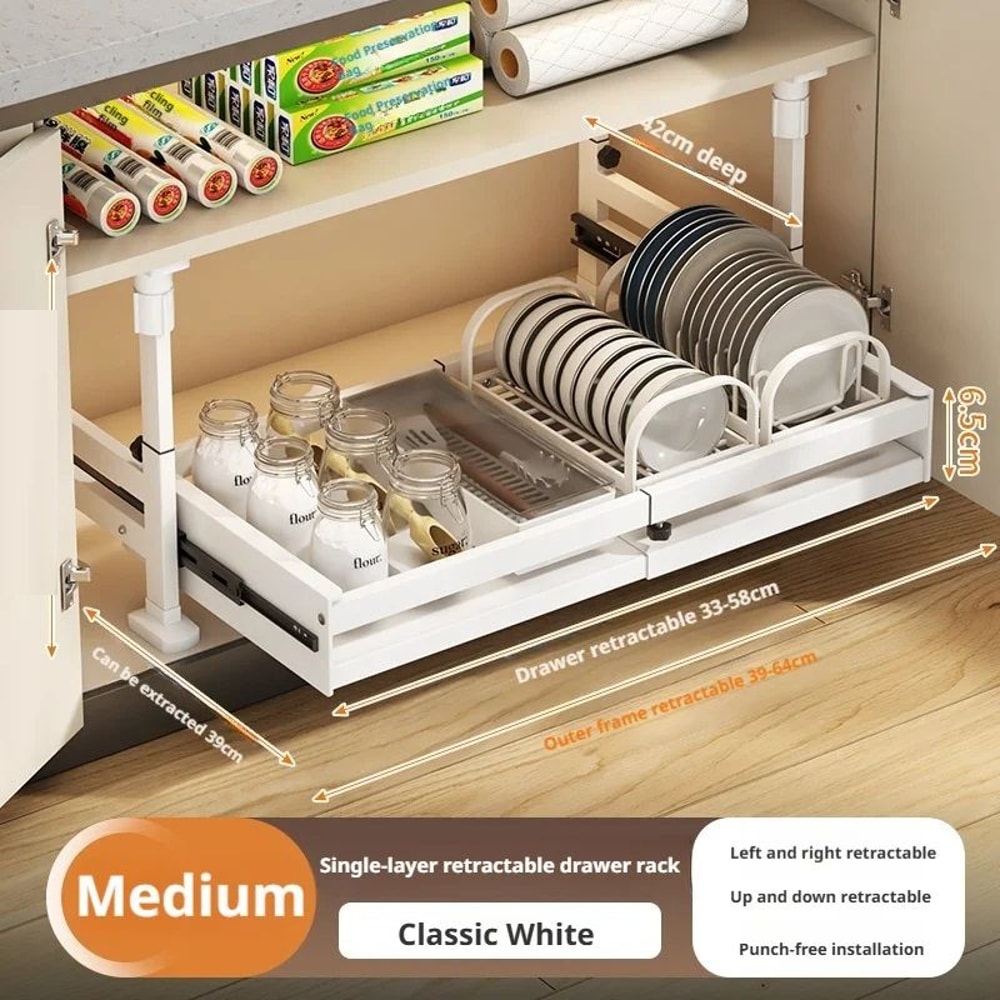 Pull Out Kitchen Cabinet Organizers RollOut Sliding Drawer Shelf For Household Storage Retractable 14